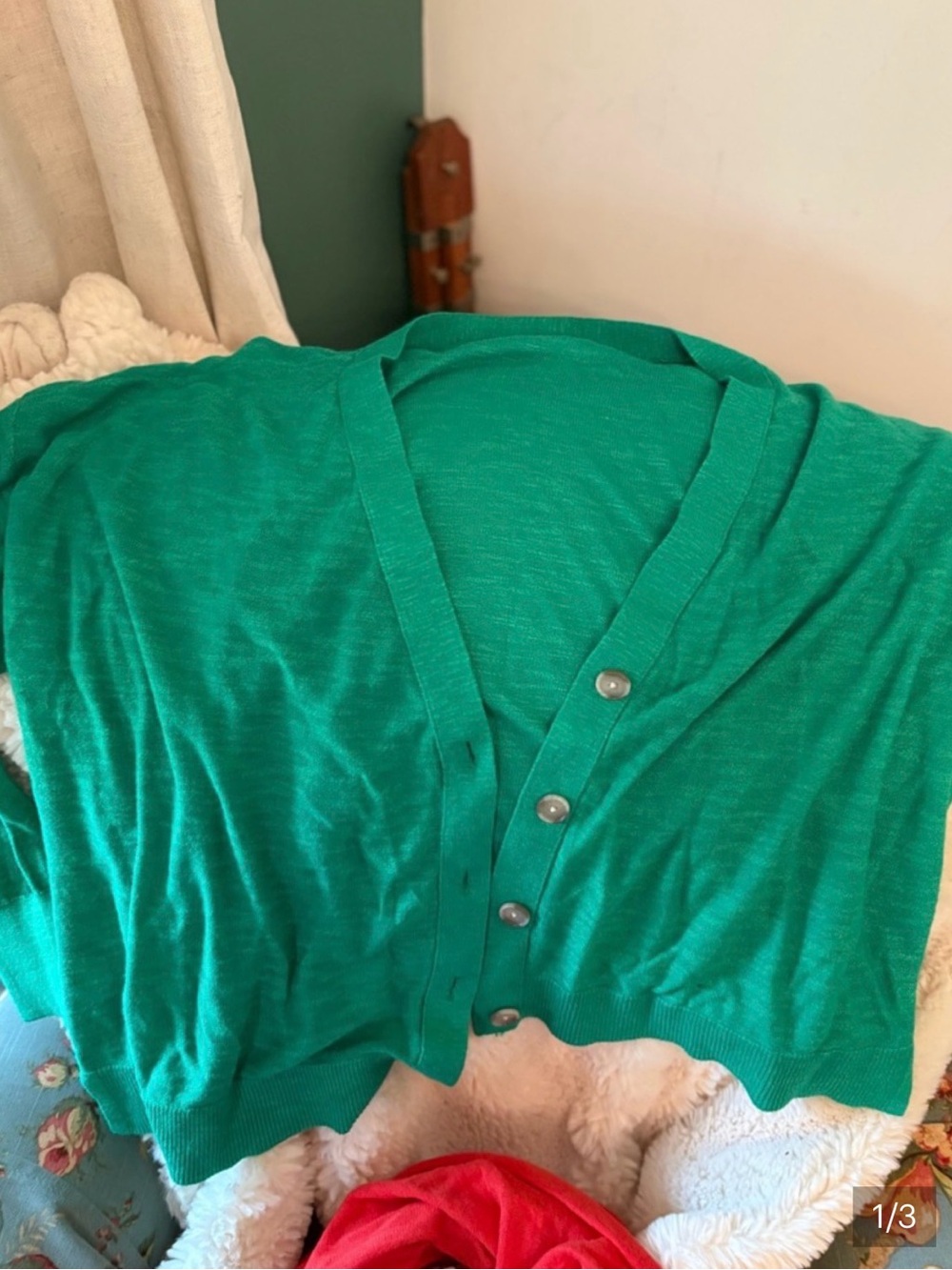 3 LOFT Cardigans: vibrant red, electric blue & kelly green Lightweight Cardigans - Picture 5 of 5
